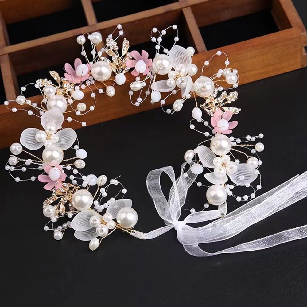 Kids Flower Girl Pearl Headband, Princess Headpiece for Bridal Wedding, Women's